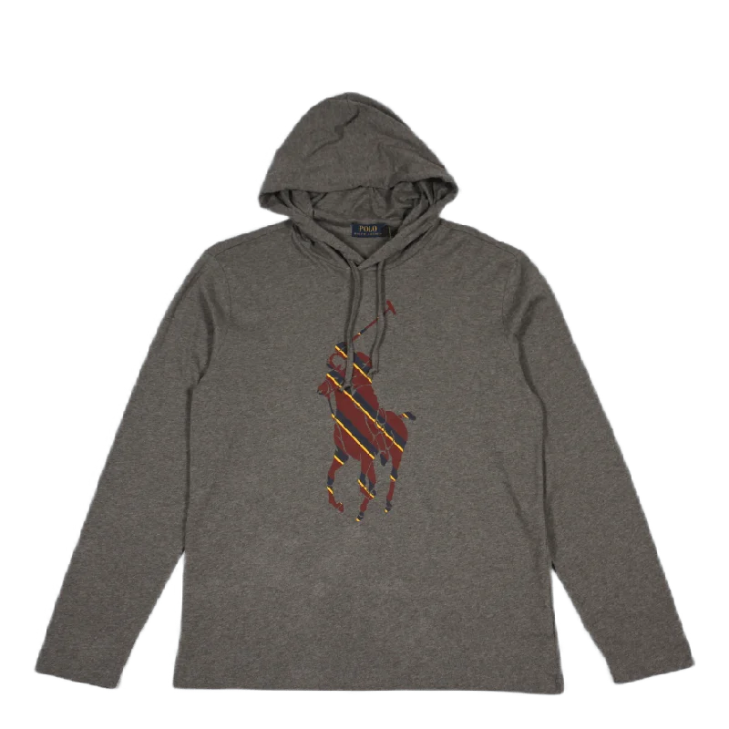 Men's jacquard woven polo shirts with intricate designsStriped Big Pony Hooded T-Shirt Grey Htr Men's jacquard woven polo shirts with intricate designsStriped Big Pony Hooded T-Shirt Grey Htr