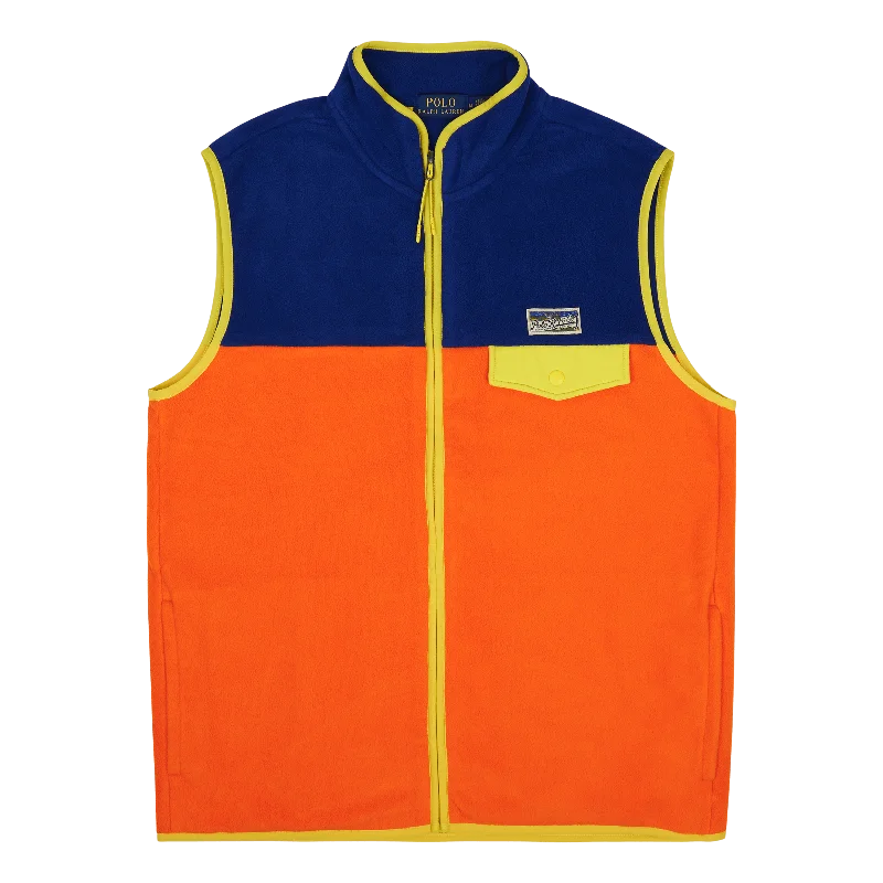 Men's lightweight performance polo shirts for tennis matchesColor-Blocked Brushed Fleece Vest Sailing Orange Multi Men's lightweight performance polo shirts for tennis matchesColor-Blocked Brushed Fleece Vest Sailing Orange Multi