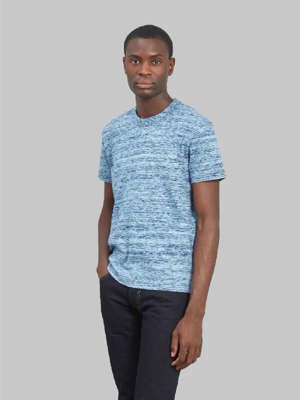 Men's slim fit short sleeve polo shirts with contrast collarsPure Blue Japan KS-5011-SS Kasuri T-shirt Indigo Men's slim fit short sleeve polo shirts with contrast collarsPure Blue Japan KS-5011-SS Kasuri T-shirt Indigo