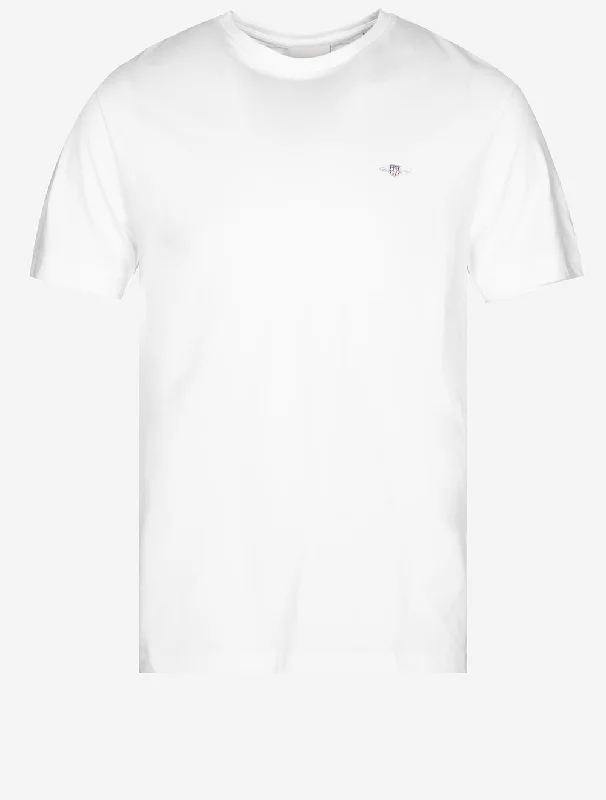 Men's slim - fit graphic t - shirts with vintage rock band printsRegular Shield Short Sleeve T-Shirt White Men's slim - fit graphic t - shirts with vintage rock band printsRegular Shield Short Sleeve T-Shirt White