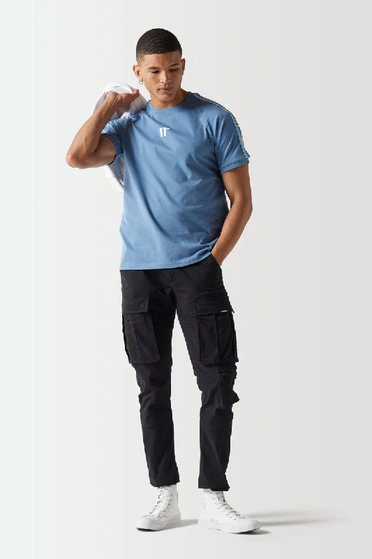 Men's polo t - shirts with a contrast collar for a preppy lookRetro Taped T-Shirt - Elemental Blue Men's polo t - shirts with a contrast collar for a preppy lookRetro Taped T-Shirt - Elemental Blue