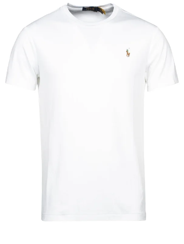 Men's button - front t - shirts with a unique artistic printPima Polo T-Shirt White