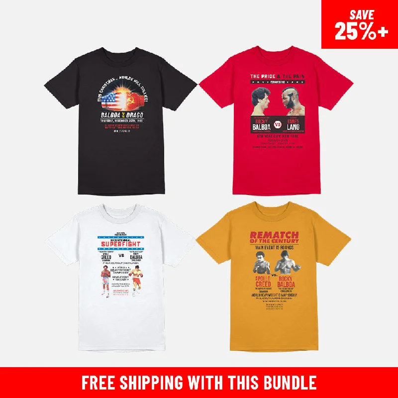 Men's antimicrobial t - shirts for odor - free freshness during travelROCKY POSTER COLLECTION SHIRT 4 PACK Men's antimicrobial t - shirts for odor - free freshness during travelROCKY POSTER COLLECTION SHIRT 4 PACK