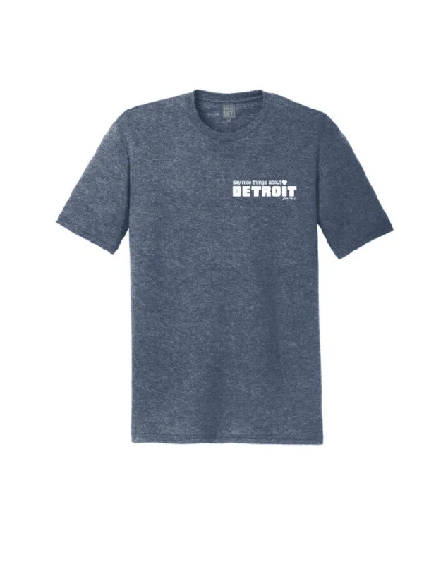 Men's thermal t - shirts with a high - neck design for cold weatherSay Nice Things About Detroit Left Chest Print T-Shirt - Heather Navy Men's thermal t - shirts with a high - neck design for cold weatherSay Nice Things About Detroit Left Chest Print T-Shirt - Heather Navy