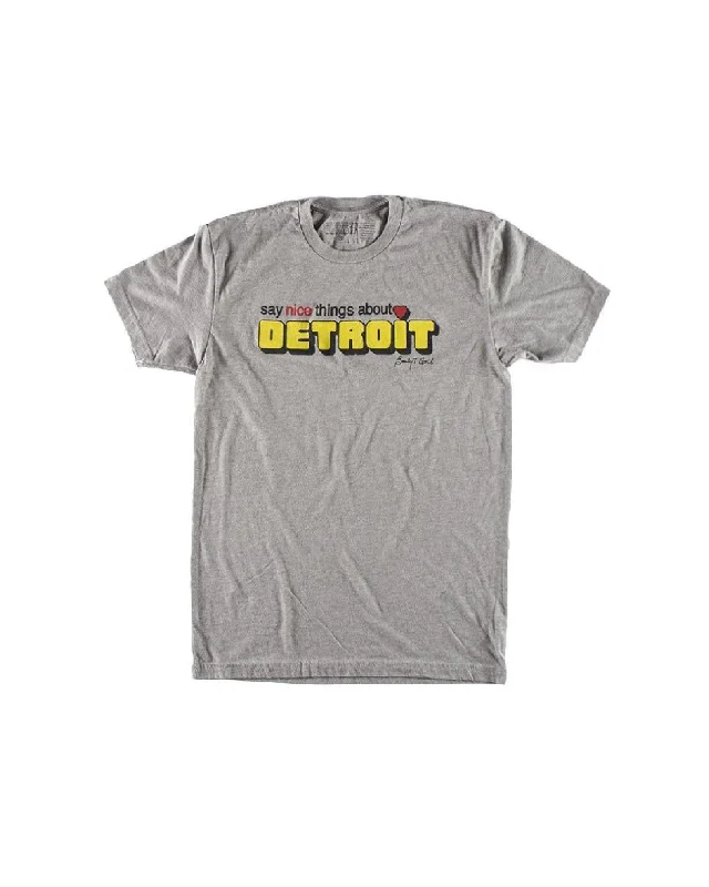 Men's long - sleeve henley t - shirts with button - down placketsVintage Say Nice Things About Detroit T-Shirt - Heather Grey Men's long - sleeve henley t - shirts with button - down placketsVintage Say Nice Things About Detroit T-Shirt - Heather Grey