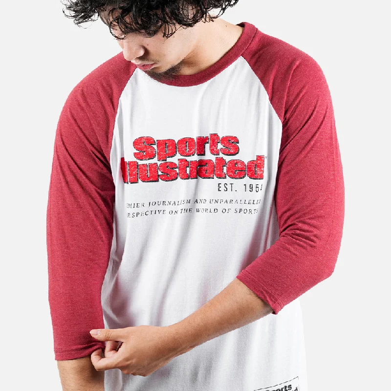 Men's short - sleeve linen t - shirts for summer beach outingsSPORTS ILLUSTRATED SI RETRO LOGO RAGLAN Men's short - sleeve linen t - shirts for summer beach outingsSPORTS ILLUSTRATED SI RETRO LOGO RAGLAN