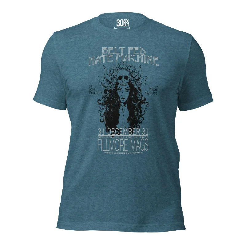 Men's short - sleeve linen t - shirts for summer beach outingsT-shirt - Belt Fed Hate Machine Men's short - sleeve linen t - shirts for summer beach outingsT-shirt - Belt Fed Hate Machine