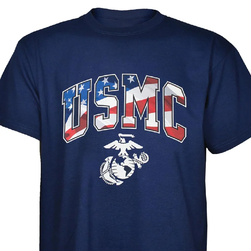 Men's distressed denim - look t - shirts with a rugged appealUSMC Marines Flag Letter T-Shirt Men's distressed denim - look t - shirts with a rugged appealUSMC Marines Flag Letter T-Shirt