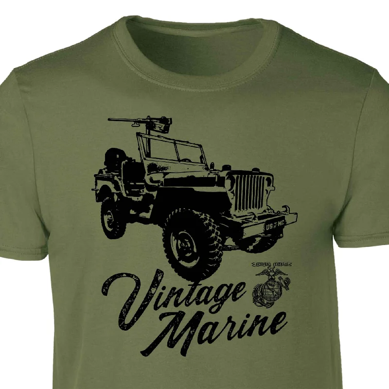 Men's printed Hawaiian t - shirts for tropical vacationsVintage Marine Jeep T-shirt