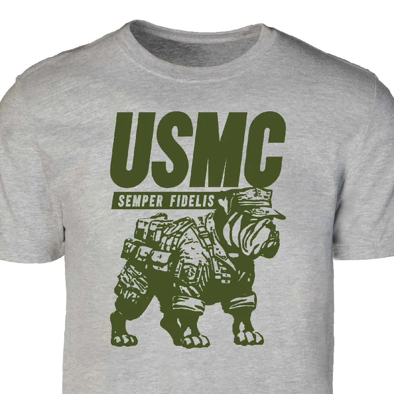 Men's short - sleeve linen t - shirts for summer beach outingsUSMC Combat Bulldog T-shirt Men's short - sleeve linen t - shirts for summer beach outingsUSMC Combat Bulldog T-shirt