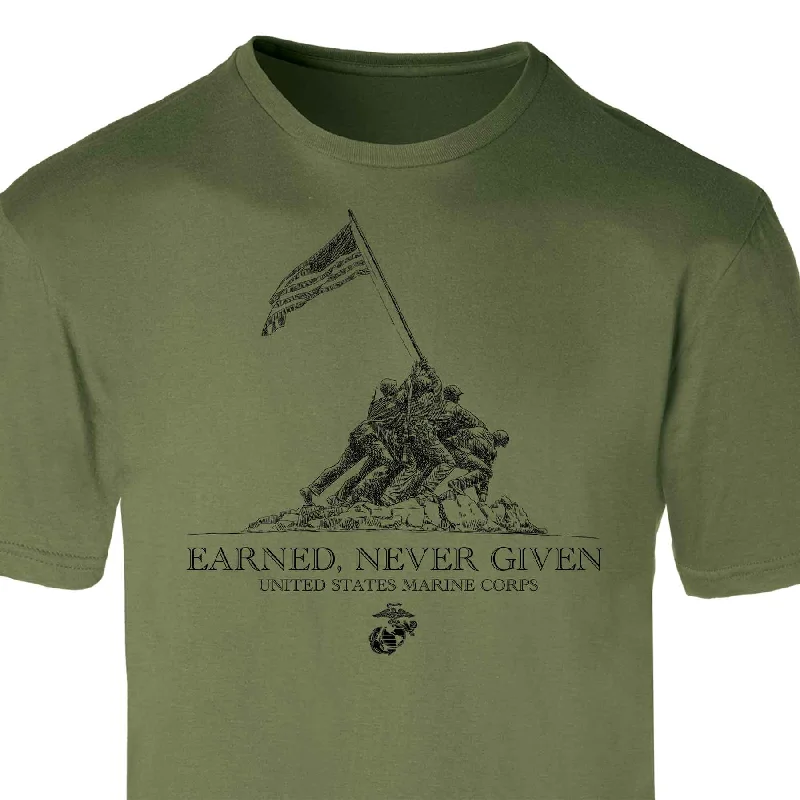 Men's printed Hawaiian t - shirts for tropical vacationsUSMC Earned Never Given T-shirt Men's printed Hawaiian t - shirts for tropical vacationsUSMC Earned Never Given T-shirt
