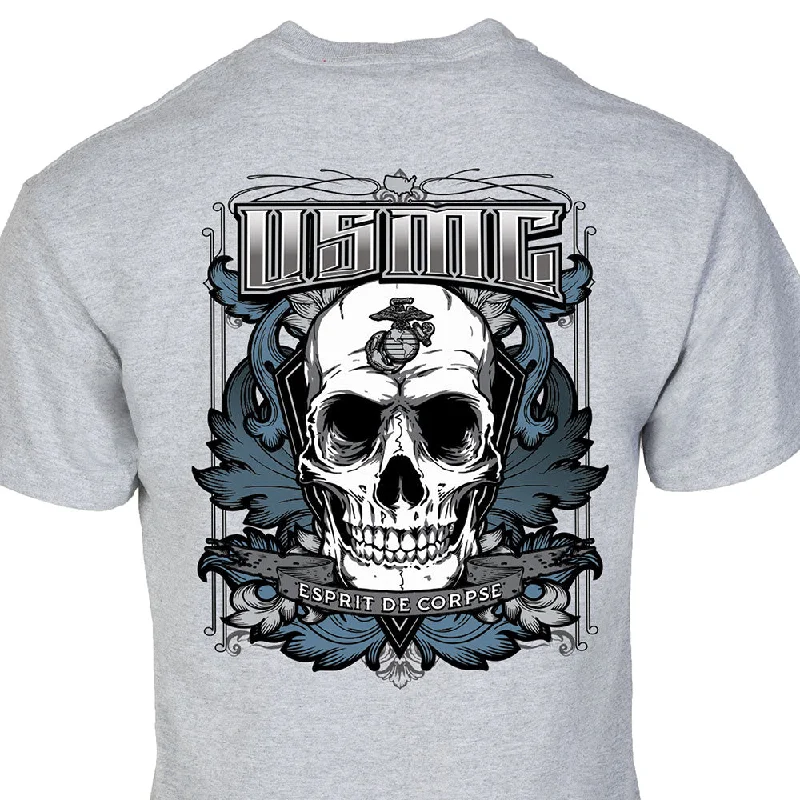 Men's antimicrobial t - shirts for odor - free freshness during travelUSMC Esprit De Corpse T-shirt Men's antimicrobial t - shirts for odor - free freshness during travelUSMC Esprit De Corpse T-shirt