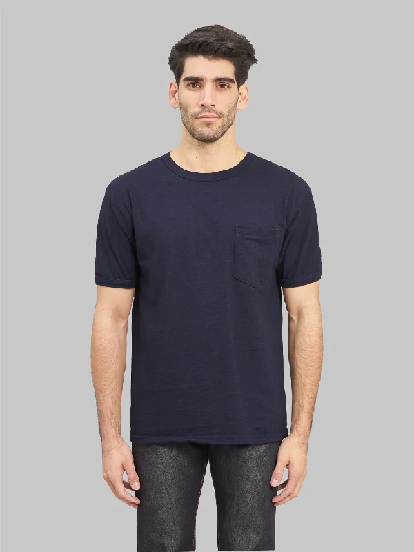 Men's quick - dry polo shirts for water sports activitiesUES Indigo Pocket T-shirt
