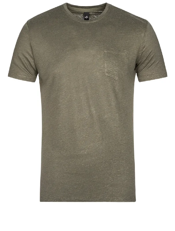 Men's UV - protection t - shirts for outdoor activities in the sunLinen Pocket T-shirt Army Green Men's UV - protection t - shirts for outdoor activities in the sunLinen Pocket T-shirt Army Green