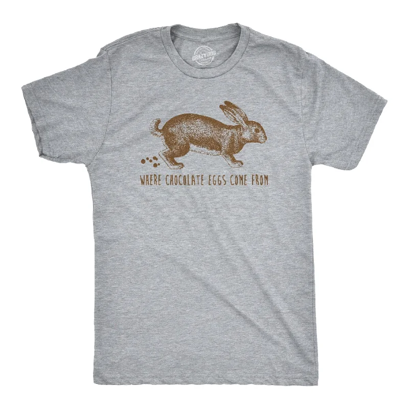 Men's thermal t - shirts with a high - neck design for cold weatherWhere Chocolate Eggs Come From Men's T Shirt Men's thermal t - shirts with a high - neck design for cold weatherWhere Chocolate Eggs Come From Men's T Shirt