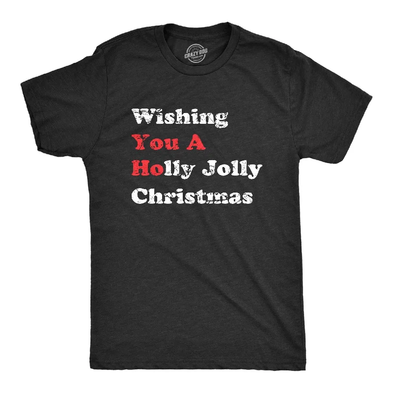 Men's thermal t - shirts with a high - neck design for cold weatherWishing You a Holly Jolly Christmas Men's T Shirt Men's thermal t - shirts with a high - neck design for cold weatherWishing You a Holly Jolly Christmas Men's T Shirt