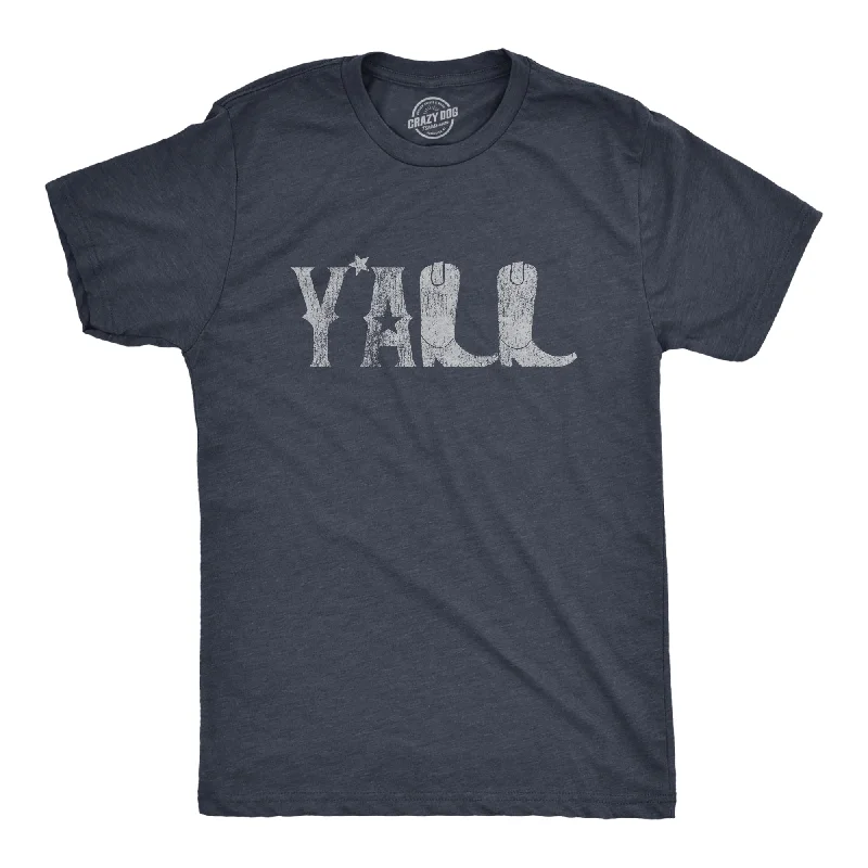 Men's thermal t - shirts with a high - neck design for cold weatherY'all Boots Men's T Shirt Men's thermal t - shirts with a high - neck design for cold weatherY'all Boots Men's T Shirt