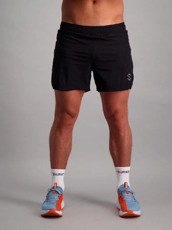 Men's moisture - wicking performance shorts for sweaty outdoor activities   Athens 5" Pro Short - Black