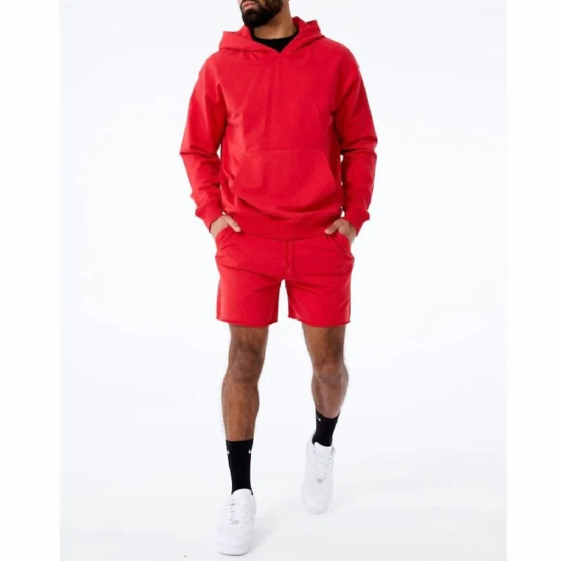 Men's distressed cotton shorts for a bohemian - inspired style Athletic Summer Breeze Knit Short In Red Men's distressed cotton shorts for a bohemian - inspired style Athletic Summer Breeze Knit Short In Red