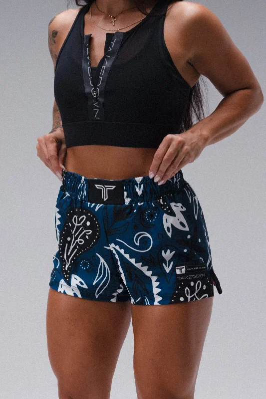 Men's button - fly denim work shorts for durability on the job   Bandana Women's Fight Shorts (3" Inseam) - Blue