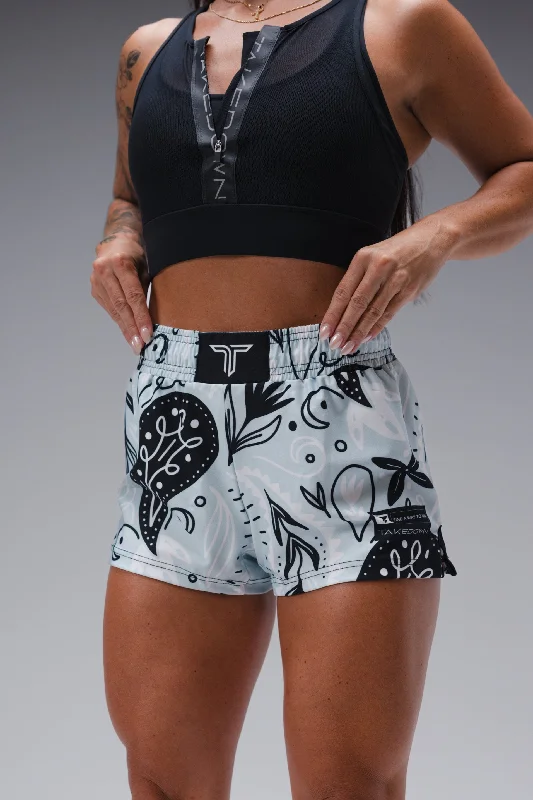 Men's ripped denim shorts for a trendy streetwear aesthetic Bandana Women's Fight Shorts (3" Inseam) - Ice Men's ripped denim shorts for a trendy streetwear aesthetic Bandana Women's Fight Shorts (3" Inseam) - Ice