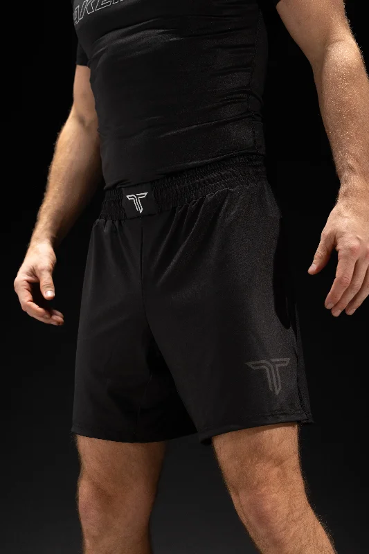 Men's high - waisted swim shorts with UPF protection for beach vacations Blackout Essential Fight Shorts (5"&7“ Inseam) Men's high - waisted swim shorts with UPF protection for beach vacations Blackout Essential Fight Shorts (5"&7“ Inseam)