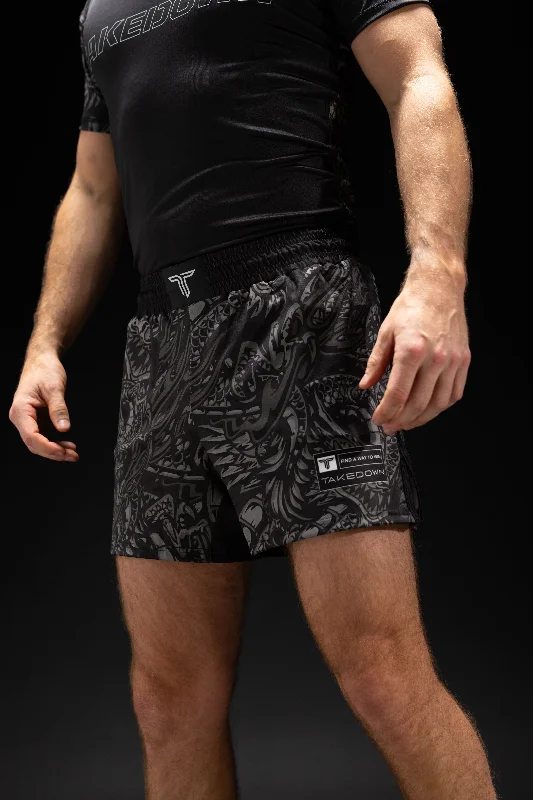 Men's wide - leg linen blend shorts for a relaxed beachside vibe Blackout Iron Dragon Fight Shorts (5"&7“ Inseam) Men's wide - leg linen blend shorts for a relaxed beachside vibe Blackout Iron Dragon Fight Shorts (5"&7“ Inseam)