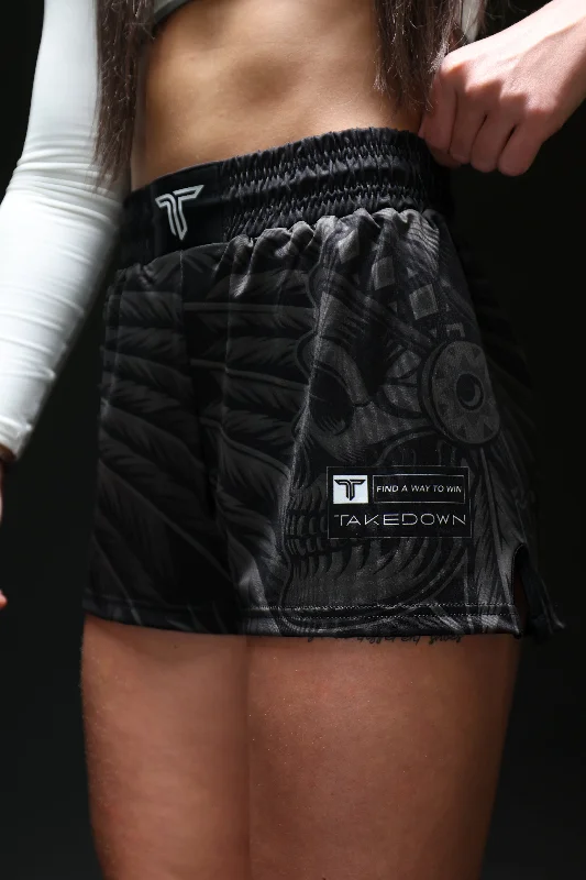 Men's camo print cargo shorts for outdoor adventures Blackout Warrior Chief Women's Fight Shorts (3" Inseam) Men's camo print cargo shorts for outdoor adventures Blackout Warrior Chief Women's Fight Shorts (3" Inseam)