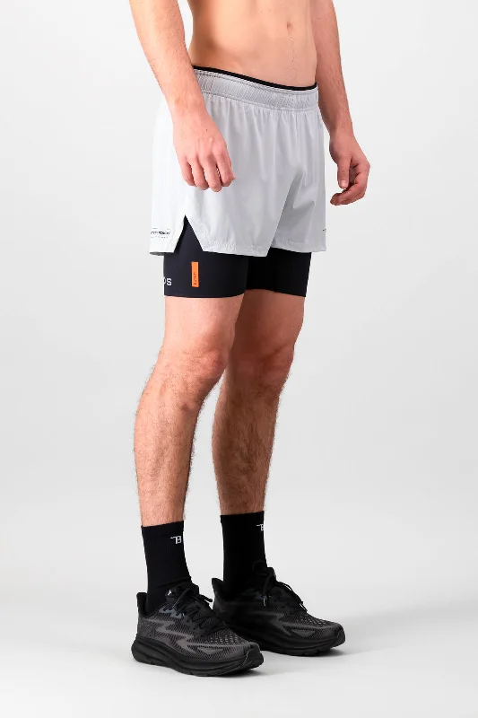 Men's elastic waistband lounge shorts for lazy weekends at home Energy 2-in-1 Short - Grey & Black Men's elastic waistband lounge shorts for lazy weekends at home Energy 2-in-1 Short - Grey & Black