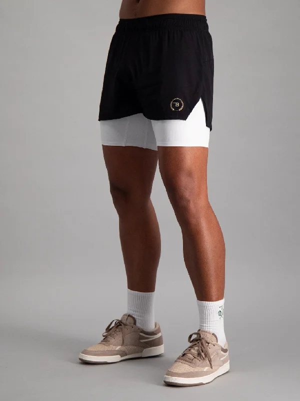 Men's wide - leg linen blend shorts for a relaxed beachside vibe Energy 2-in-1 Short - Black & White Men's wide - leg linen blend shorts for a relaxed beachside vibe Energy 2-in-1 Short - Black & White
