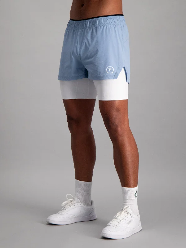 Men's drawstring casual linen shorts for a laid - back summer look Energy 2-in-1 Short - Blue & White Men's drawstring casual linen shorts for a laid - back summer look Energy 2-in-1 Short - Blue & White
