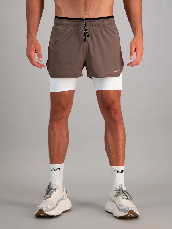 Men's floral print silk blend shorts for a unique night - out look Energy 2-in-1 Short - Brown Men's floral print silk blend shorts for a unique night - out look Energy 2-in-1 Short - Brown