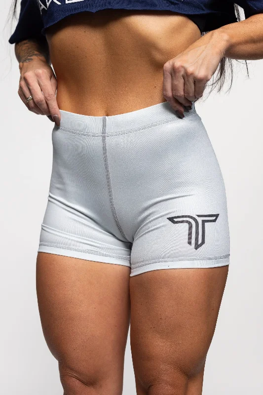 Men's elastic waistband lounge shorts for lazy weekends at home Essential Women’s Compression Short - Silver Men's elastic waistband lounge shorts for lazy weekends at home Essential Women’s Compression Short - Silver