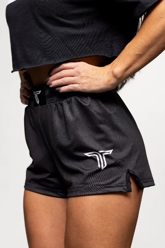 Men's side - stripe track shorts for a sporty running look Essential Women's Fight Shorts (3" Inseam) - Black Men's side - stripe track shorts for a sporty running look Essential Women's Fight Shorts (3" Inseam) - Black