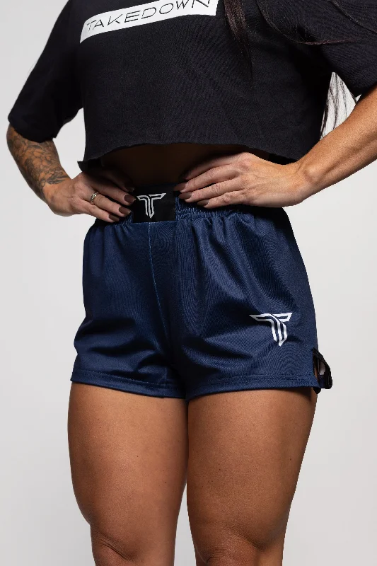 Men's camo print cargo shorts for outdoor adventures Essential Women's Fight Shorts (3" Inseam) - Navy Men's camo print cargo shorts for outdoor adventures Essential Women's Fight Shorts (3" Inseam) - Navy