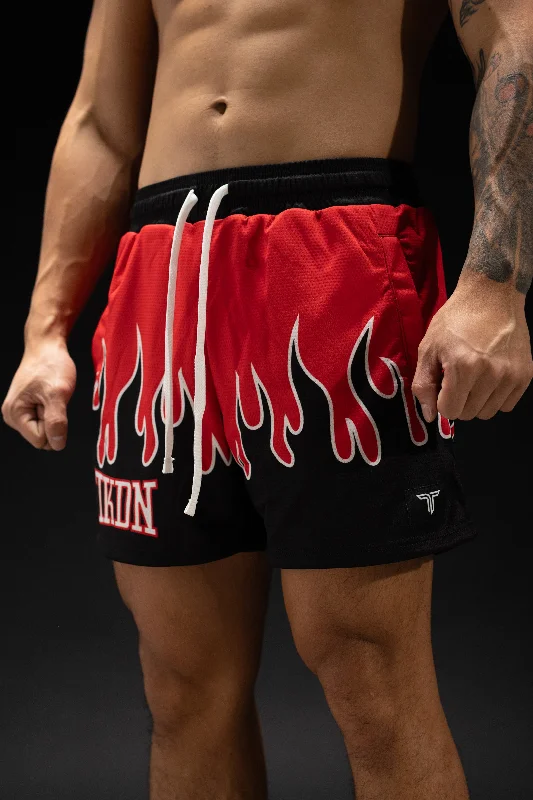 Men's high - waisted swim shorts with UPF protection for beach vacations Fire FC Mesh Training Short (5" Inseam) - Fire Men's high - waisted swim shorts with UPF protection for beach vacations Fire FC Mesh Training Short (5" Inseam) - Fire
