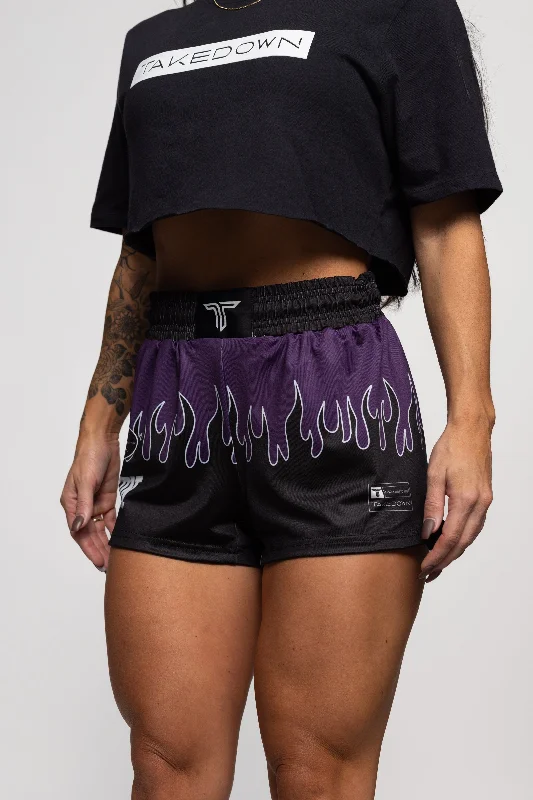 Men's high - waisted swim shorts with UPF protection for beach vacations Fire FC Women's Fight Shorts (3" Inseam) - Berry Men's high - waisted swim shorts with UPF protection for beach vacations Fire FC Women's Fight Shorts (3" Inseam) - Berry