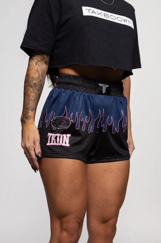 Men's checkered pattern wool shorts for a stylish winter layering option Fire FC Women's Fight Shorts (3" Inseam) - Blue Men's checkered pattern wool shorts for a stylish winter layering option Fire FC Women's Fight Shorts (3" Inseam) - Blue