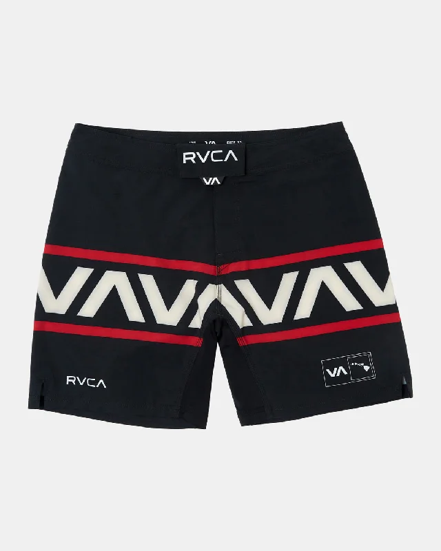 Men's ripped denim shorts for a trendy streetwear aesthetic Hawaii Fight Scrapper 17" Technical Shorts - Black Men's ripped denim shorts for a trendy streetwear aesthetic Hawaii Fight Scrapper 17" Technical Shorts - Black