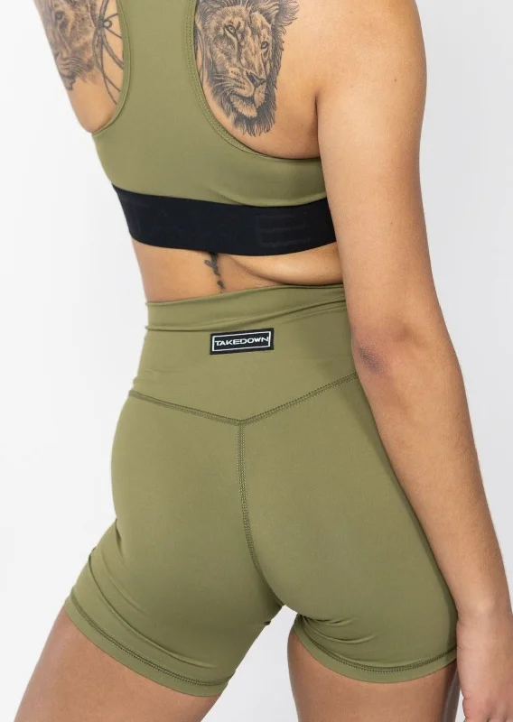 Men's neon - colored athletic shorts for high - visibility workouts High Waist Power Tech Bike Short Army Green Men's neon - colored athletic shorts for high - visibility workouts High Waist Power Tech Bike Short Army Green