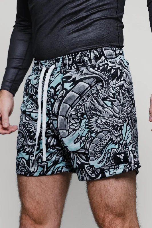Men's adjustable - length convertible shorts for versatile use Iron Dragon Mesh Training Short (5" Inseam) - Mint Men's adjustable - length convertible shorts for versatile use Iron Dragon Mesh Training Short (5" Inseam) - Mint