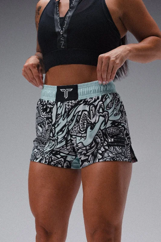 Men's camo print cargo shorts for outdoor adventures Iron Dragon Women's Fight Shorts (3" Inseam) - Mint Men's camo print cargo shorts for outdoor adventures Iron Dragon Women's Fight Shorts (3" Inseam) - Mint