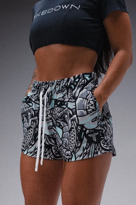 Men's side - stripe track shorts for a sporty running look Iron Dragon Women's Gym Short (3" Inseam) - Mint Men's side - stripe track shorts for a sporty running look Iron Dragon Women's Gym Short (3" Inseam) - Mint