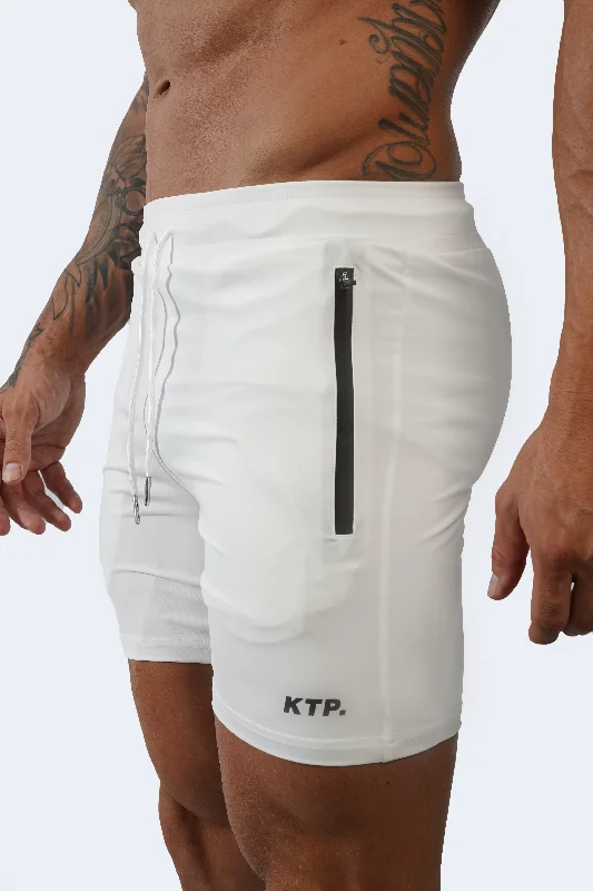 Men's plaid pattern wool blend shorts for a preppy fall style   HYBRID SHORTS - WHITE
