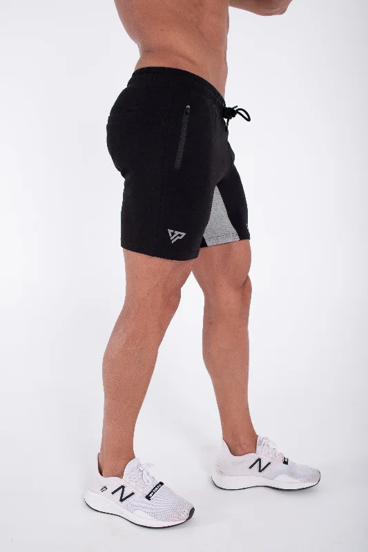Men's distressed cotton shorts for a bohemian - inspired style Original Shorts - Black Men's distressed cotton shorts for a bohemian - inspired style Original Shorts - Black