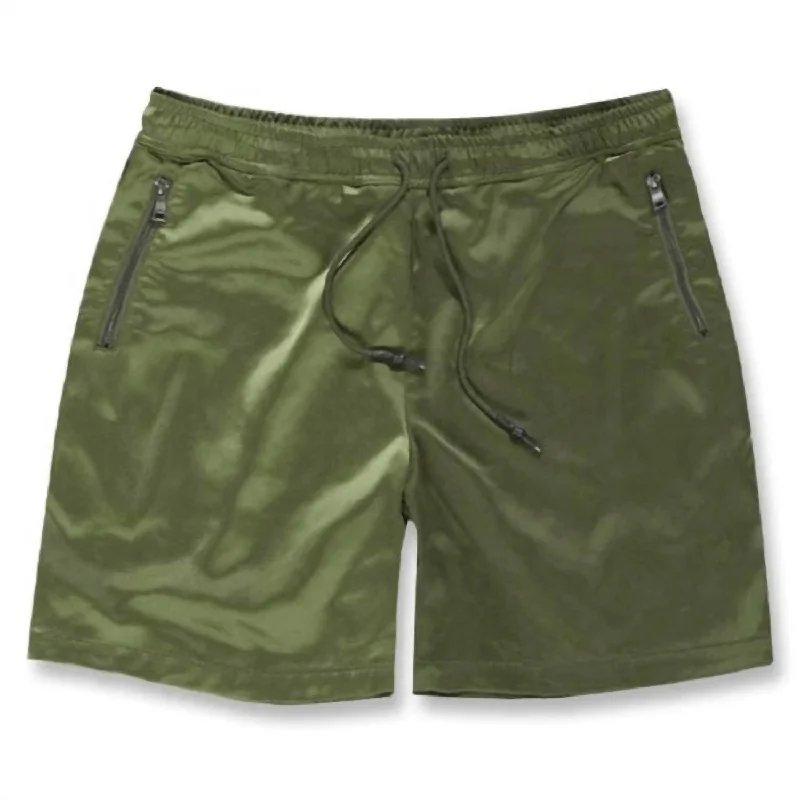 Men's distressed cotton shorts for a bohemian - inspired style Men's Athletic Lux Short In Army Green Men's distressed cotton shorts for a bohemian - inspired style Men's Athletic Lux Short In Army Green