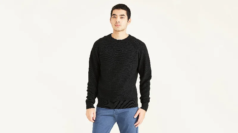 Men's side - stripe track shorts for a sporty running look Men's Regular Fit Crewneck Sweater Men's side - stripe track shorts for a sporty running look Men's Regular Fit Crewneck Sweater