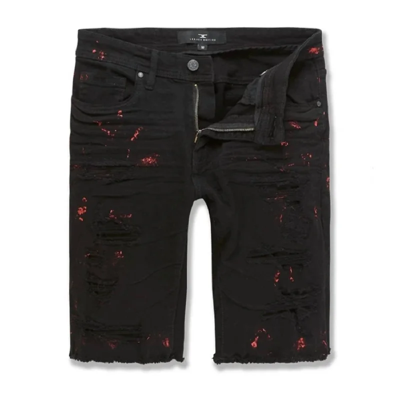 Men's zip - pocket canvas shorts for added functionality during travel Men's Vengeance Denim Short In Black Men's zip - pocket canvas shorts for added functionality during travel Men's Vengeance Denim Short In Black