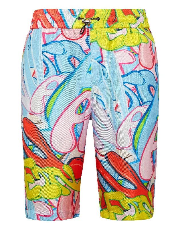Men's moisture - wicking performance shorts for sweaty outdoor activities Silk Short Trousers Bombing Graffiti Men's moisture - wicking performance shorts for sweaty outdoor activities Silk Short Trousers Bombing Graffiti