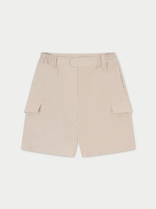 Men's flat - front chino shorts for semi - formal summer events SMART CARGO SHORT - BEIGE Men's flat - front chino shorts for semi - formal summer events SMART CARGO SHORT - BEIGE